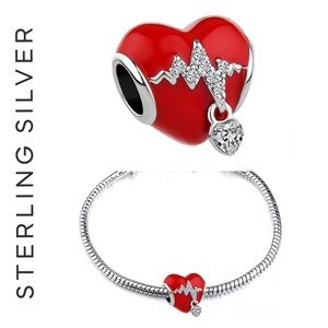 🌟 S925 Sterling Silver Heartbeat Charm